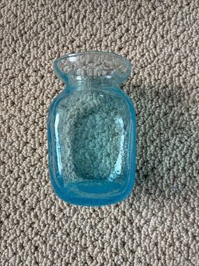 Blue Textured Glass Vase - Decorative Home Accent